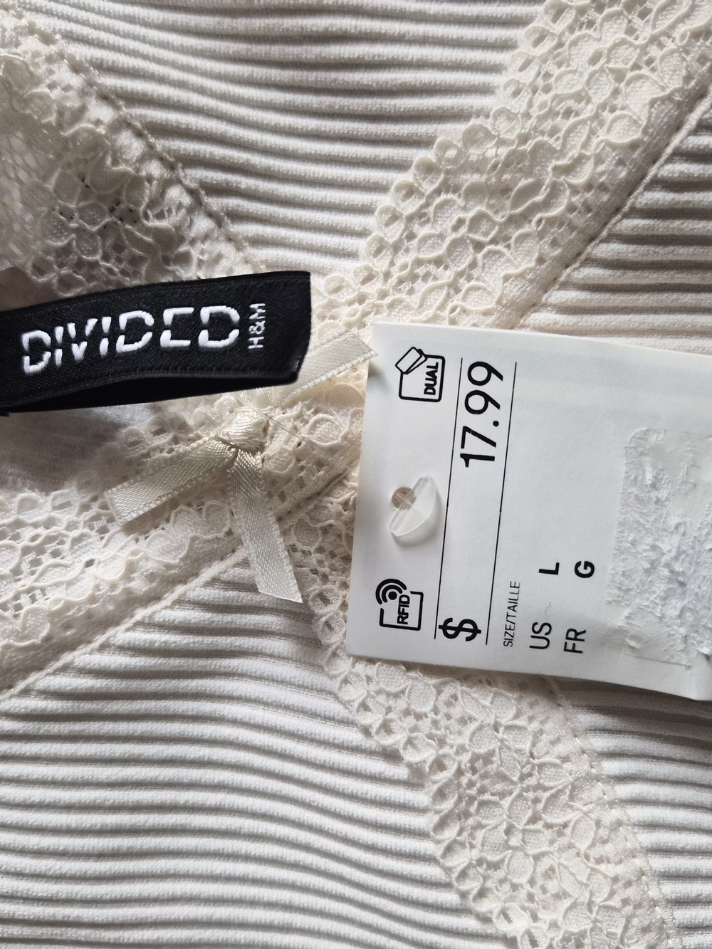 H&M Cream Ribbed Mini Dress - Picture 2 of 3